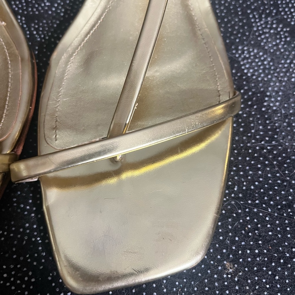 SCHUTZ Metallic Gold Strappy Kitten Heel Sandal - Picture 6 of 10